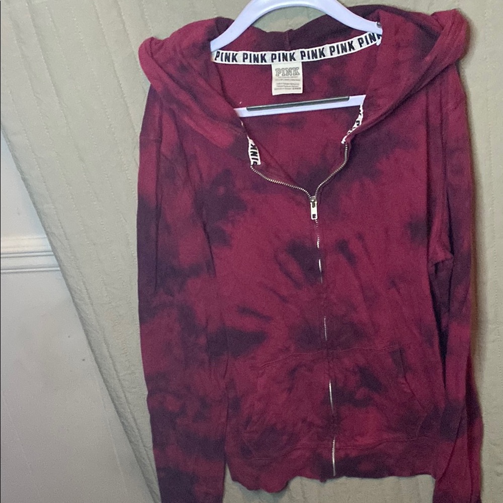 PINK Victoria's Secret Maroon Tie-Dye Women's Hoodie